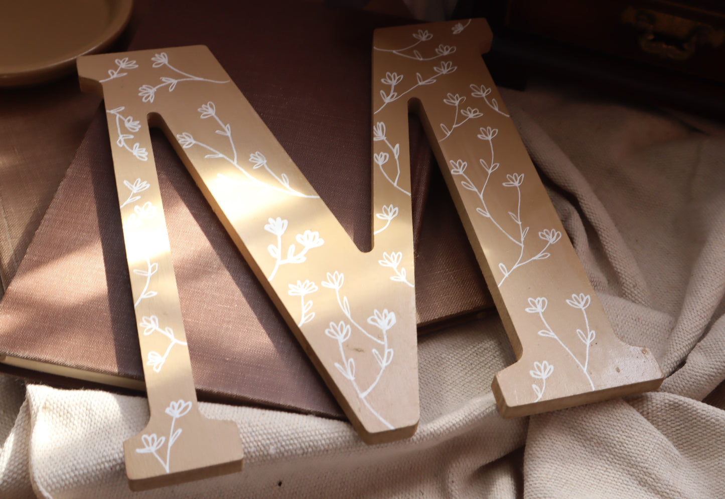 flower painted decor wooden letter